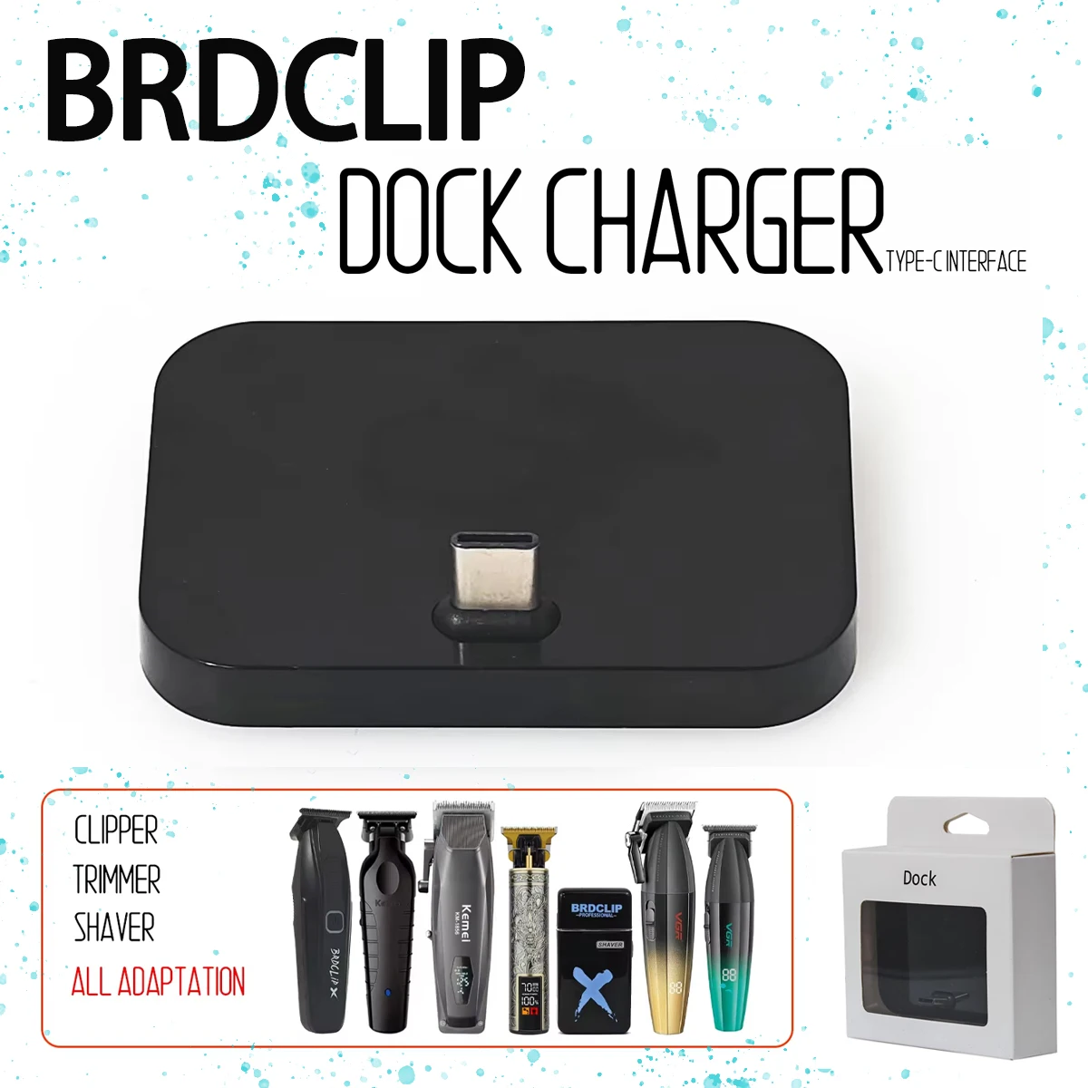 

Новая профессиональная машинка для стрижки волос BRDCLIP, зарядная база, подходит для зарядной базовой станции Type-c FA1981 FK701 003 906, триммер для волос