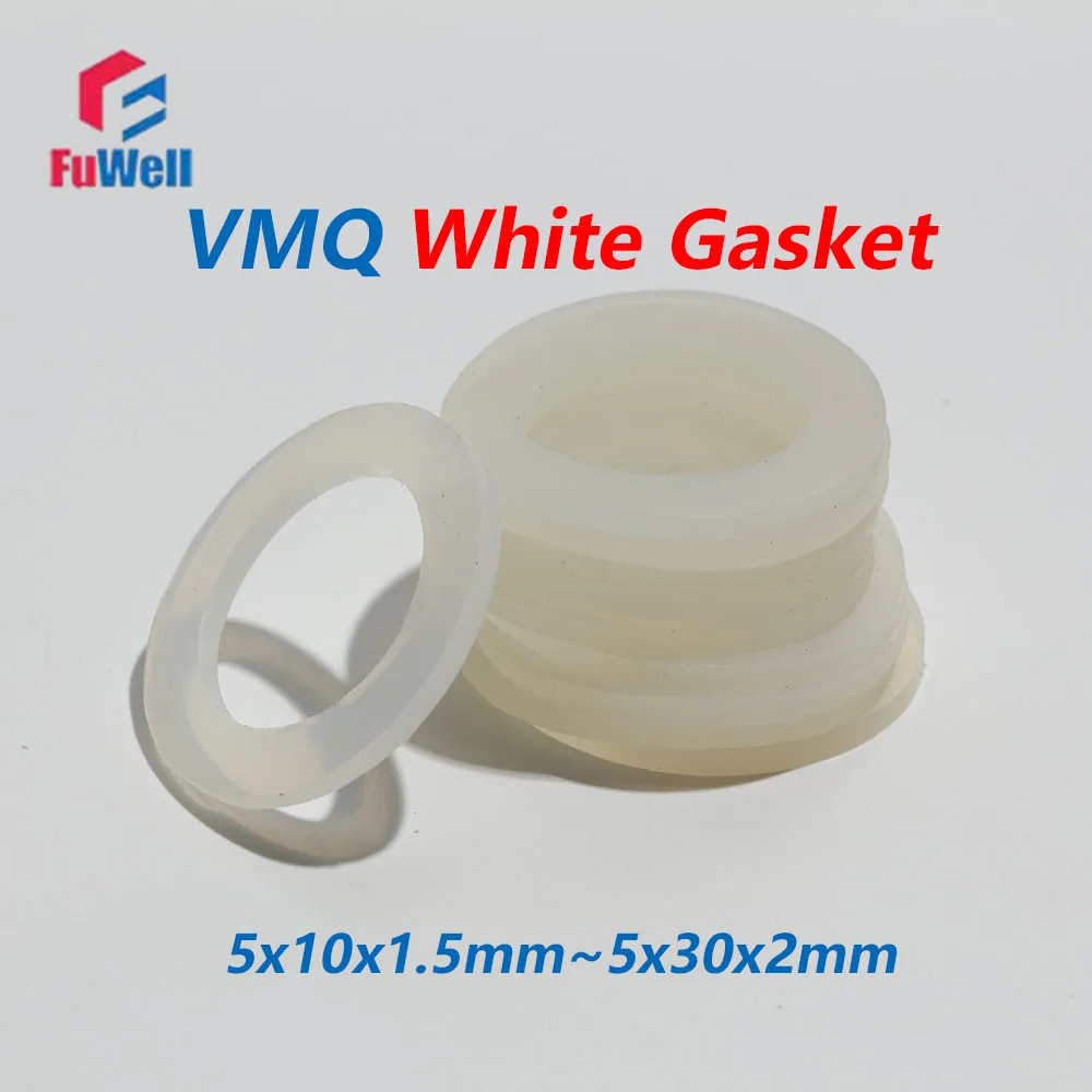 Fuwell 50pcs VMQ Silicone O-Ring Flat Gasket High Temperature Resistant Soft Water Heater Faucet Heat Resistant Avirulent