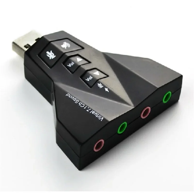 Free Shipping Double Sound Card Virtual 7.1 Channel USB 2.0 Audio Adapter Dual Microphone and Headset 7.1Ch 3D Audio Sound Card