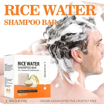 Jabón de agua y arroz de 100g, barra acondicionador para el crecimiento del cabello, antipérdida, aclarador, rizado, nutritivo, hidratante