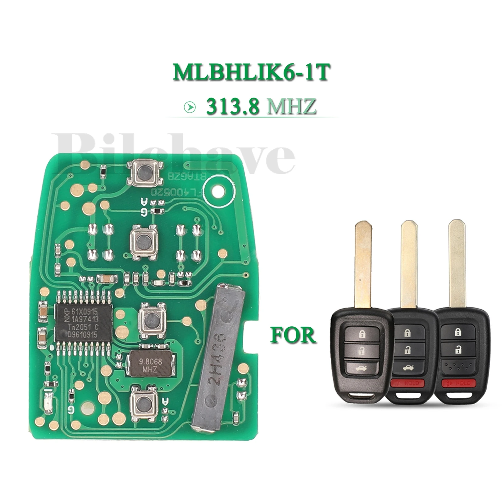 

jingyuqin MLBHLIK6-1T Remote Smart Key Circuit Board 313.8Mhz ID47 Chip For For Honda CRV Accord Civic 3/4 Buttons