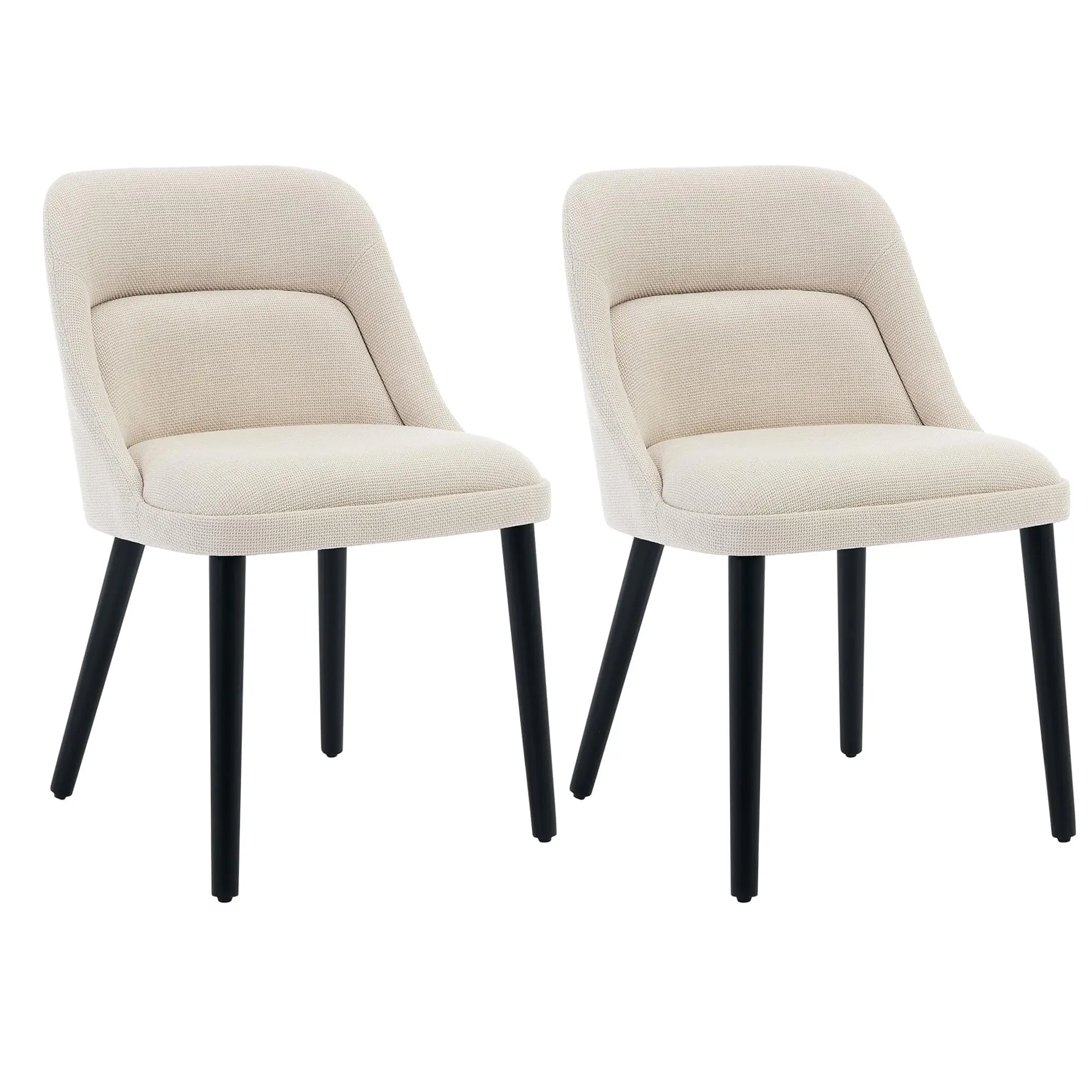 Dining Chairs Set of 2 Upholstered Mid Century Modern Kitchen Dining Room Accent Chairs Upholstered Linen Fabric Dining Chair