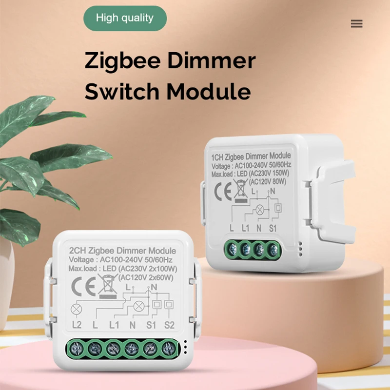 DIY  Zigbee Smart Dimmer Switch Module Tuya/Smartlife APP Remote Control Two Way Compatible with Alexa Google Home Voice Control