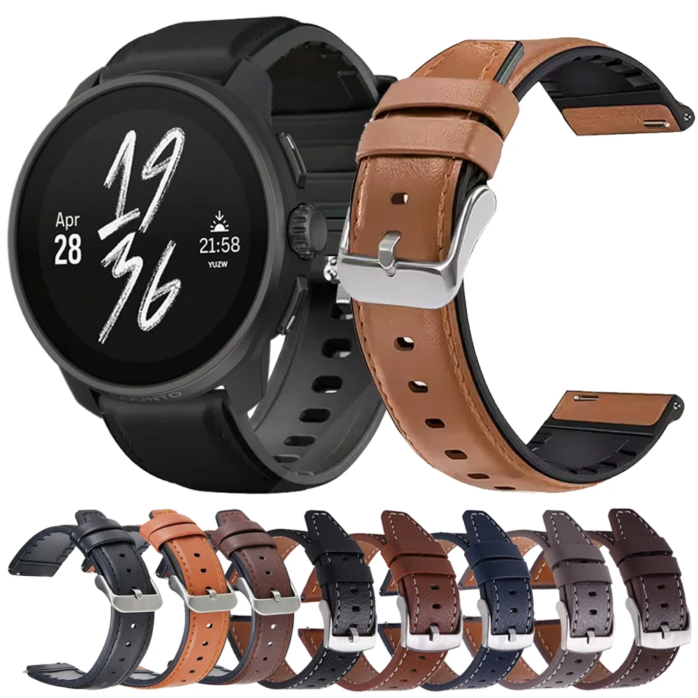 22mm Armband Für SUUNTO 5/9 Peak Pro DLC/RUN/RACE S/VERTICAL/OCEAN armband Gürtel Leder + Silikon Sport Band Für Xiaomi Uhr S4