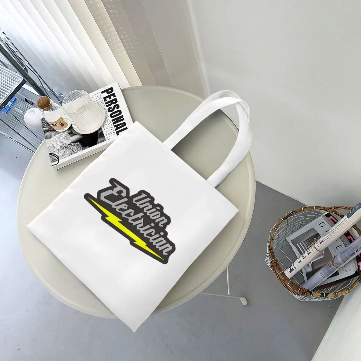 Union Electrician Shopping Bags Canvas The Tote Bag Folding for Ladies Shoulder Tote Travel Handbag