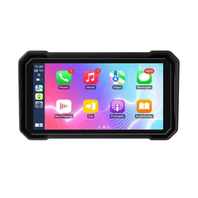 Srnubi 6,25-Zoll-Abnehmbares Digitales Motorrad-Armaturenbrett, IP67 Wasserdichtes Tragbares DVR-Display, Kabelloses CarPlay & Android Auto, GPS-Navigation, TPMS-Unterstützung, Bluetooth
