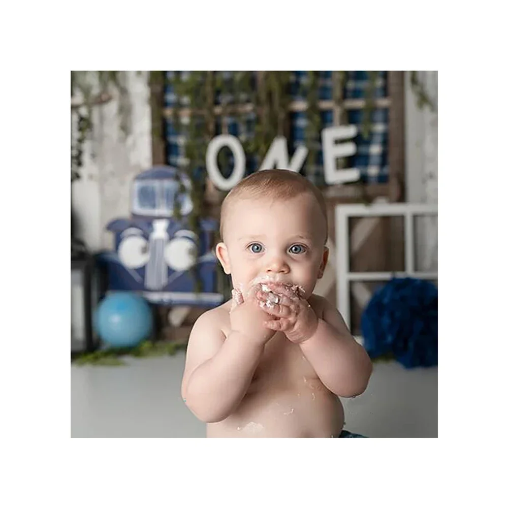 Kids 1st Birthday Photography Backdrops Door Frame Child Newborn Backdrop Boy Blue Balloon Baby Artistic Portrait Background