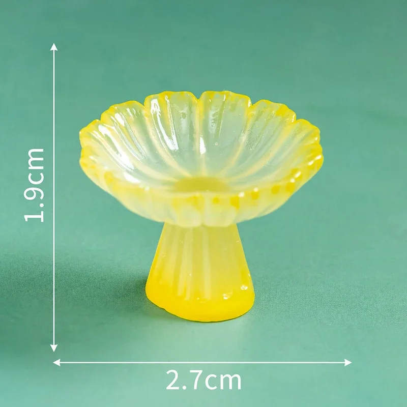 Assiette à fruits Miniature pour maison de poupée, plateau haut, assiette à gâteau, bol à thé, modèle d'accessoires de cuisine pour maison de poupée, jouets de décoration, 4 pièces/ensemble