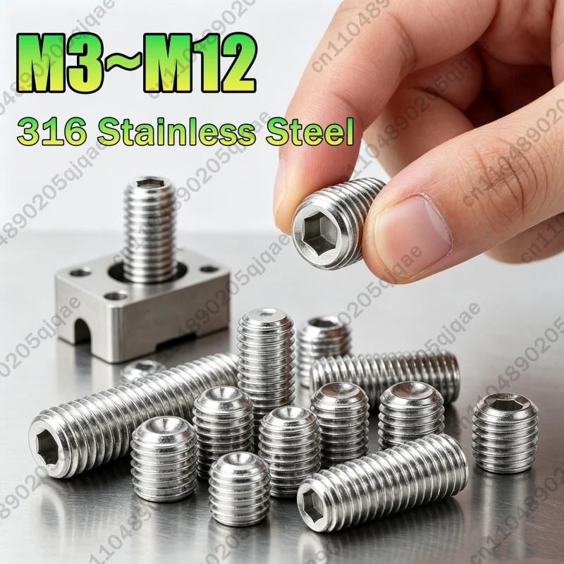 5-100pcs DIN916 316 A4 Stainless Steel Hex Hexagon Socket Allen Cup Point Set Screw Grub Headless Bolt M3 M4 M5 M6 M8 M10 M12