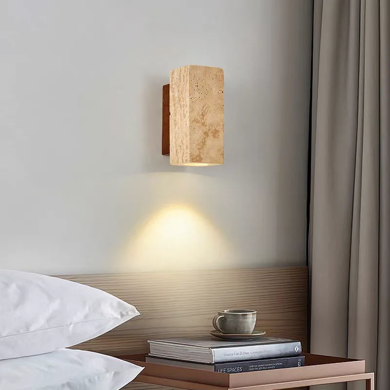 Natural Yellow Cave Stone Wall Lamps for Living Room Bedroom Bedside Designer Creative Japanese Style Corridor Lighting Fixture