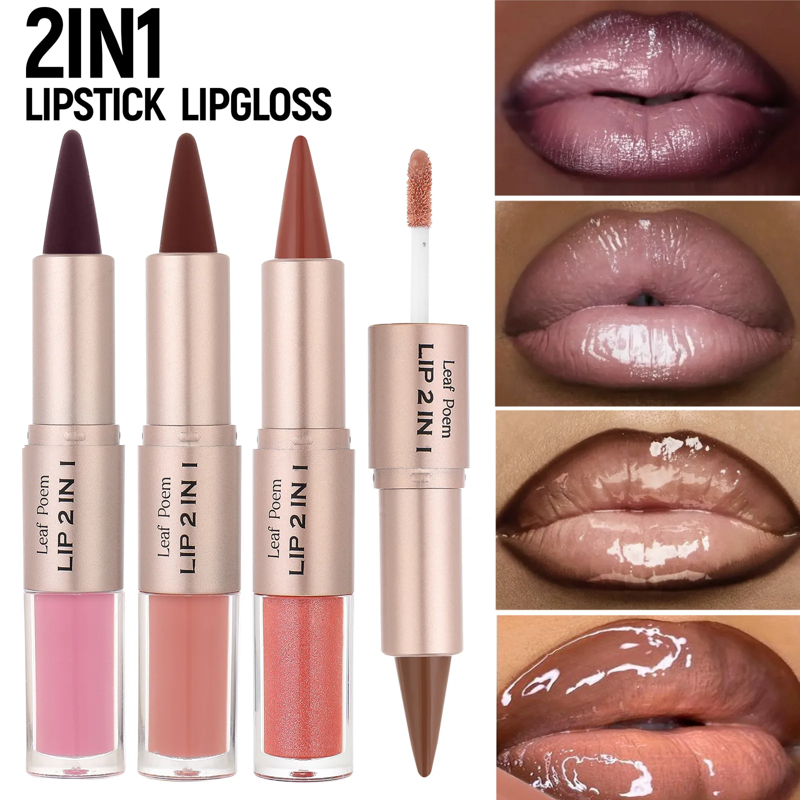 Red Tapered Lip Liner Contour Pencil Double Head 2 in 1 Mirror Plumping Lip Glaze Crystal Lip Gloss Sexy Red Lips Tint Makeup