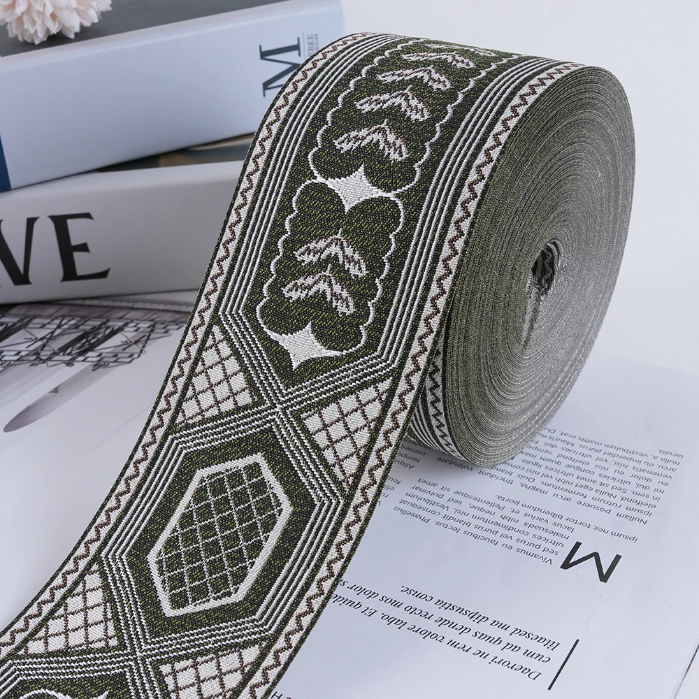 25 Meters Wide 8CM Woven Jacquard Ribbon New Sewing Ribbon Rolls For Curtain And Clothing Accessory Saudi