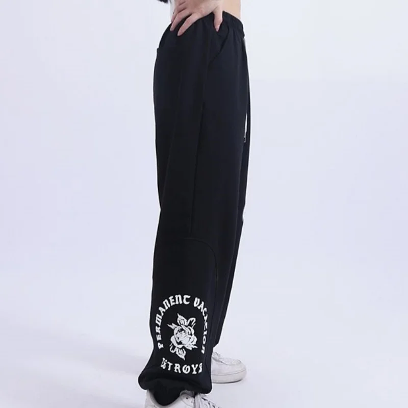 Pantalones de chándal de baile de Jazz y Hip-hop para mujer, pantalones deportivos holgados informales de estilo americano con estampado de letras, ropa de calle Y2k, Joggers de tendencia a la moda