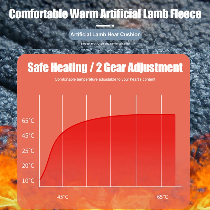 12V Winter Heated Car Seat Cover Car Heating Cushion Warm Fleece For Rear Seat Cover Auto Accessories Heater Pads Set Universal