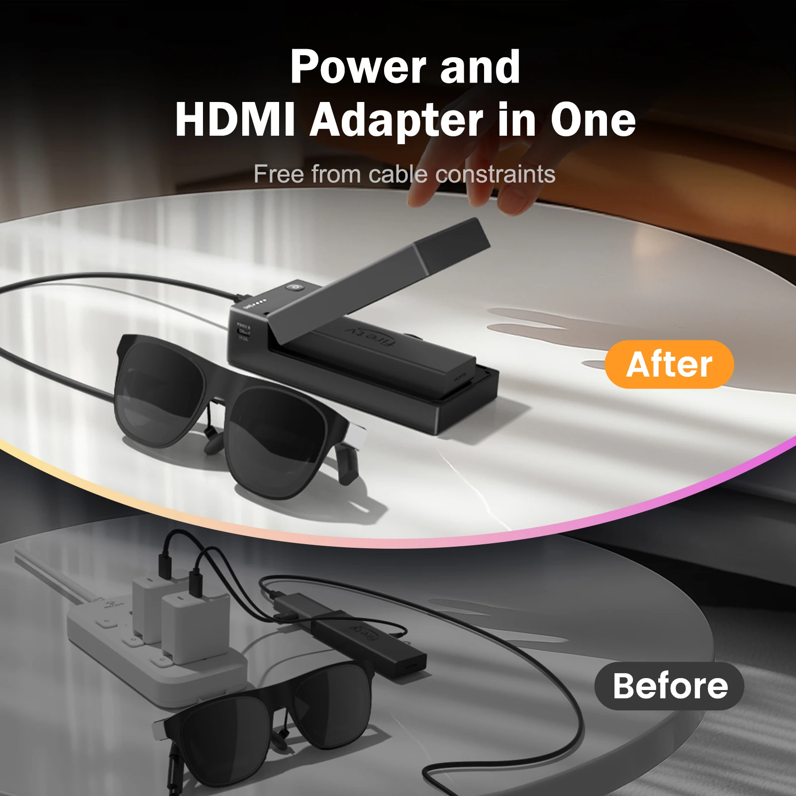 Lemorele 4k hdmi para tipo-c switcher ar óculos adaptador de carregamento adaptador de vídeo com bateria ar óculos conversor para tv vara