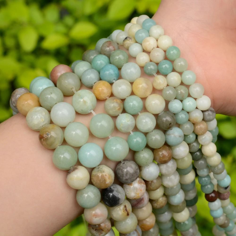 Natural Stone Beads Tiger Eye Turquoises Tourmaline Amazonite Rose quartz Agate Beads For Jewelry Making DIY Bracelet 6 8 10mm