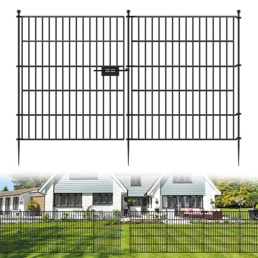 

Panels No Dig Decorative Outdoor Garden Fence with Gate for Yard, 32 inH X 11.8 ftL Animal Barrier Fencing Rustproof Metal Wire
