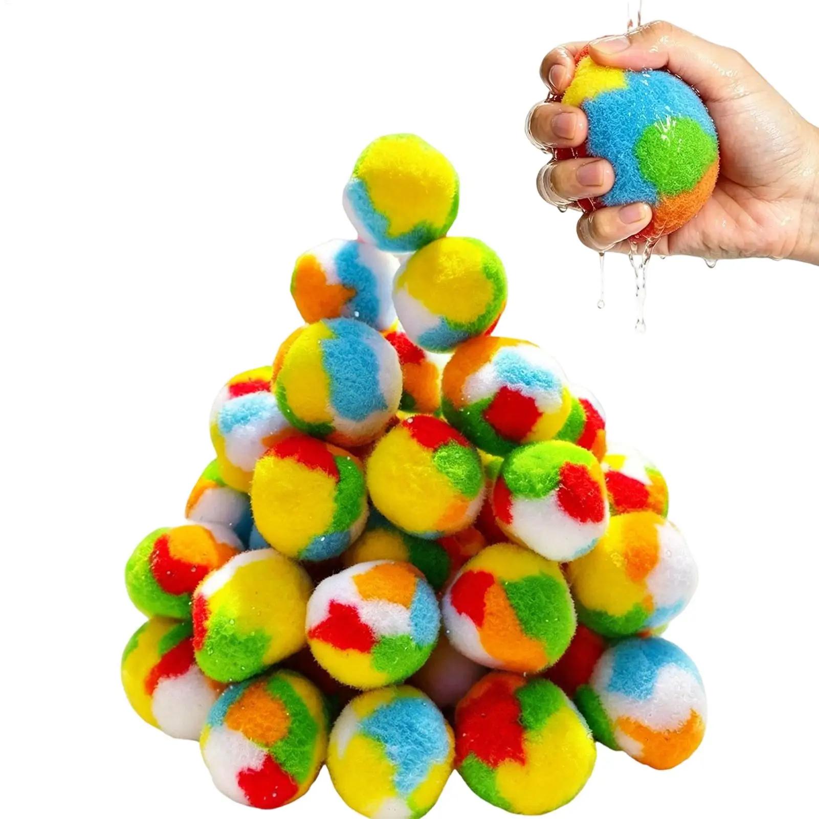 60PCS Reusable Water Sponge Balls, Soft Absorbent Splash Pool Toys, Summer Beach Water Fight Games for Kids Adults Outdoor