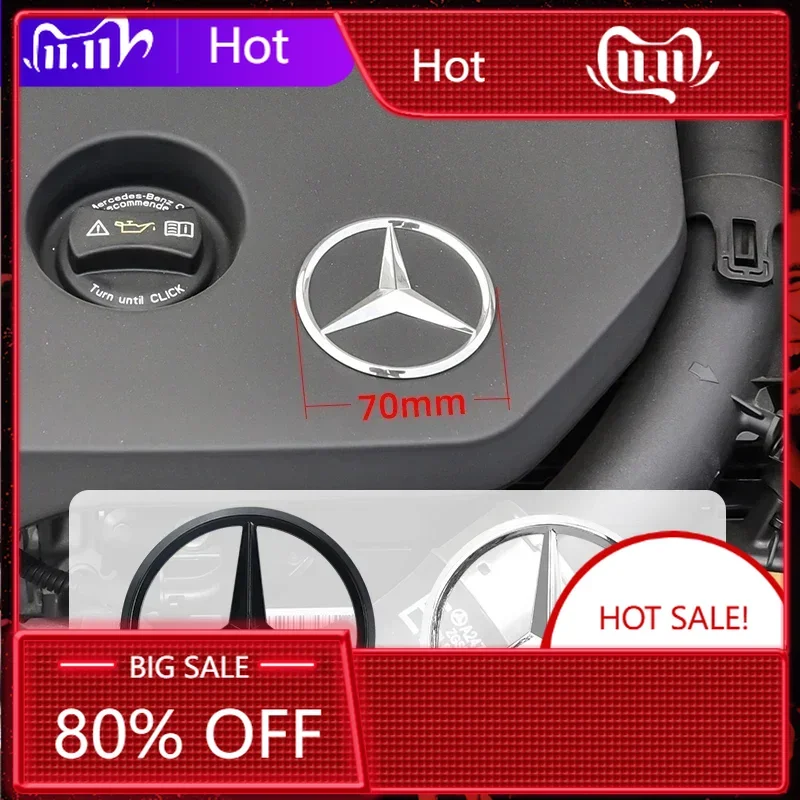 ل AMG جديد 2025 لمرسيدس بنز 70 مللي متر ثلاثية الأبعاد سيارة معدنية التصميم محرك هود شارة ديكور ملصق لمرسيدس بنز E C G M S A B Cla #3