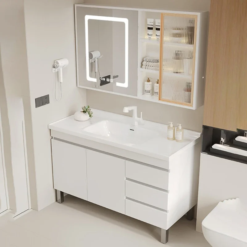 Wall Storage Pharmacy Cabinet Bathroom Washbasin Storage Narrow Furniture Vanity Sink Pvc Closed Toilet Luxury Column Mdf