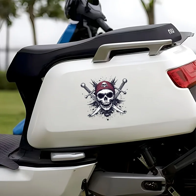 [Popular Choice] Cartoon Pirate Skull Vinyl Decal- Waterproof, Scratch-Covering Sticker for Cars, Laptops  Motorcycles Windows