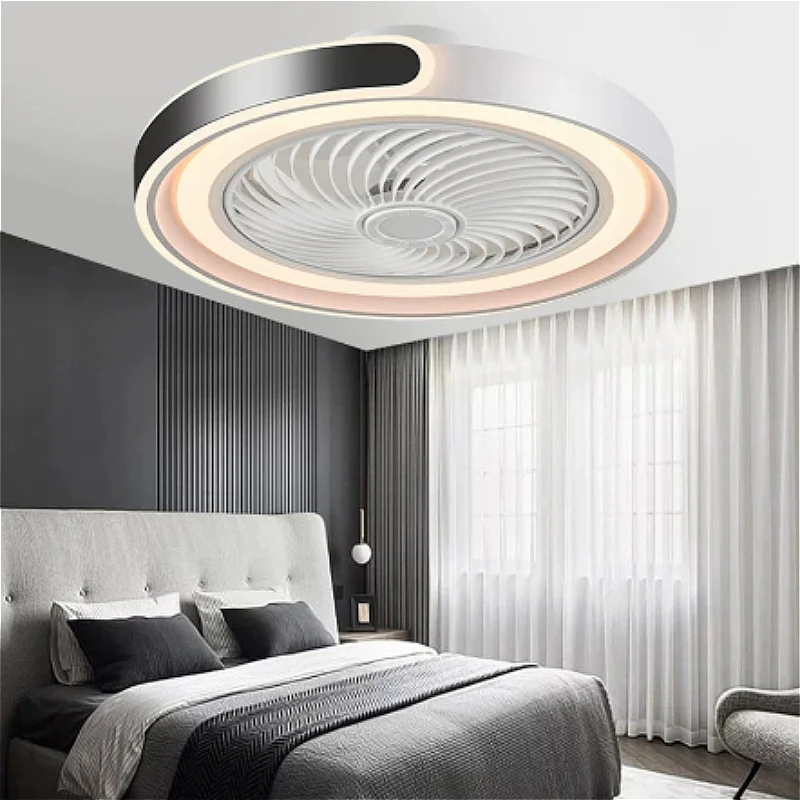 Fan Quiet Invisible Blades LED Fans Art Ceiling Lamp Cool Summer Eye Protection Light Home Decor Indoor Fan Ceiling Hanging Lamp