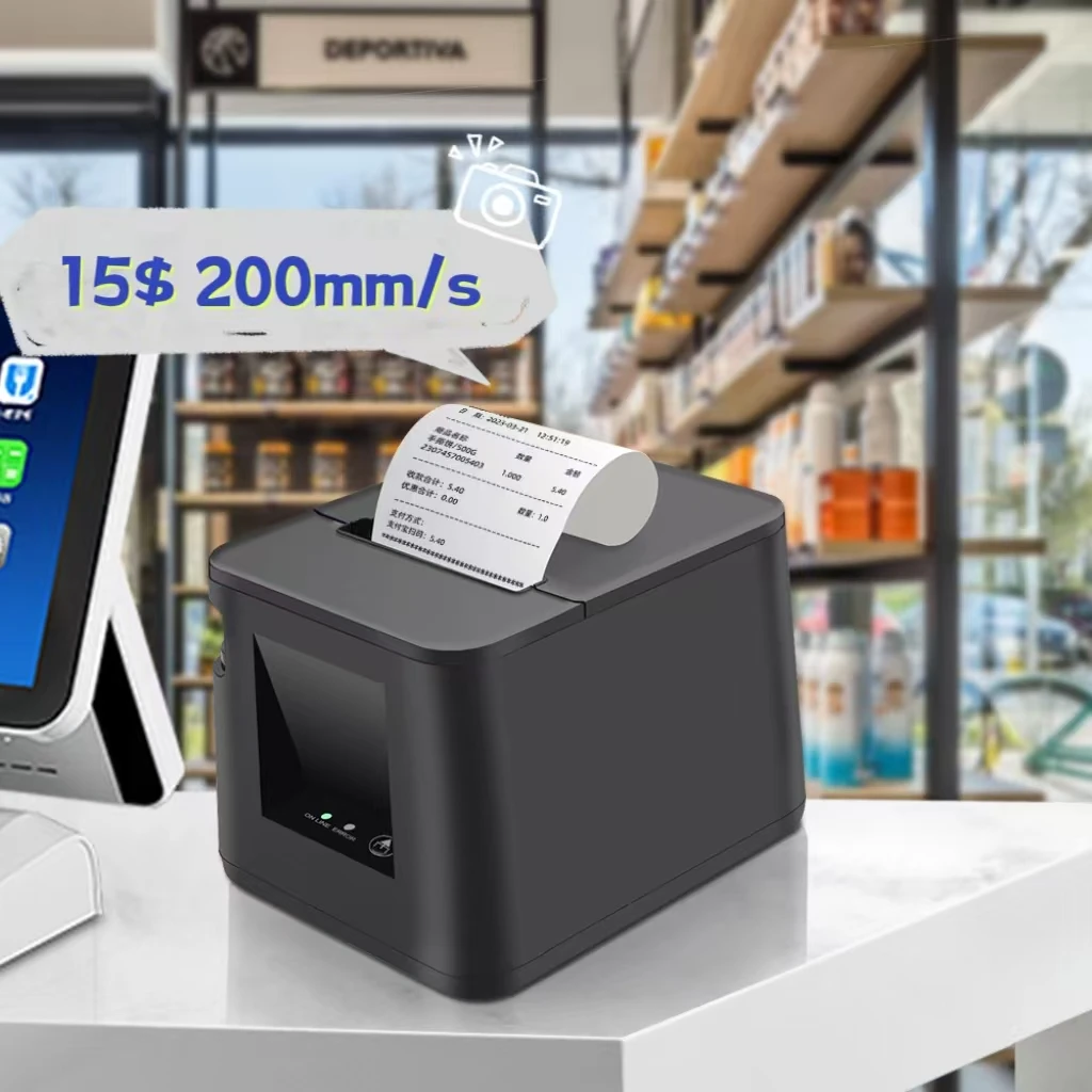 200Mm/s High Speed Multilingual 80mm Cash Drawer with Automatic Paper Cutter Kitchen Wireless Bluetooth Thermal Receipt Printer