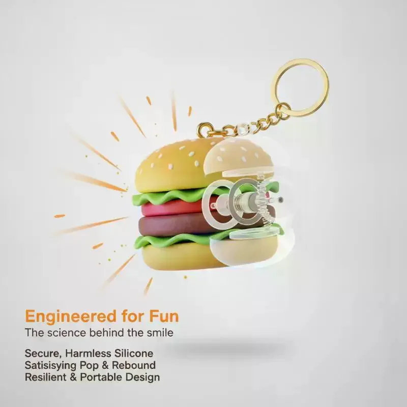 Creative Realistic Food-shaped Stress-relieving Keychain Bun And Hamburger Pendant Children's Toy Gift