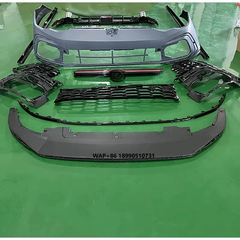 

For Golf MK8 Front Rear Bumper Assembly REAR DIFFUSER END PIPE DOUBLE EXHAUST Side Skirts Grille Fog Light Bodykit GTI Style