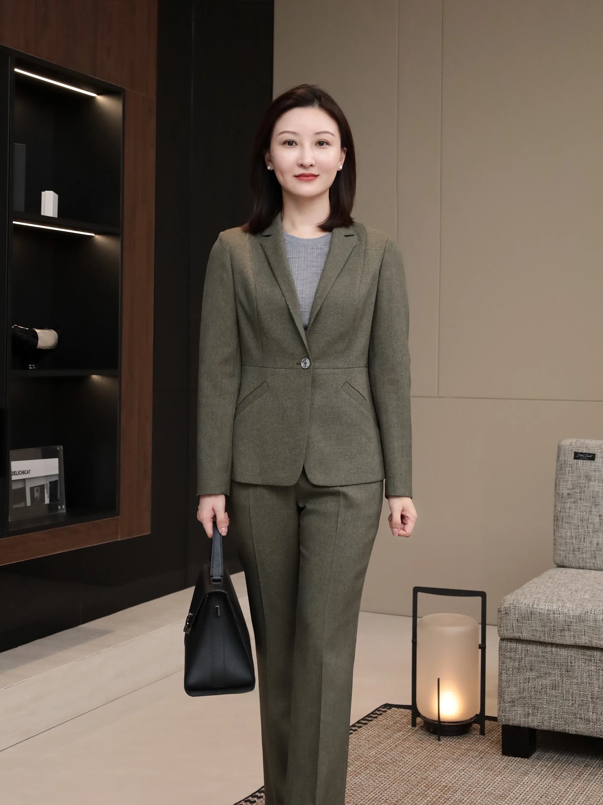 

Slimming Long Dry Cleaned oulder Levelled Collar Suit Straight Leg Pants Set Ele Busin Women's Outfit Autumn 2025