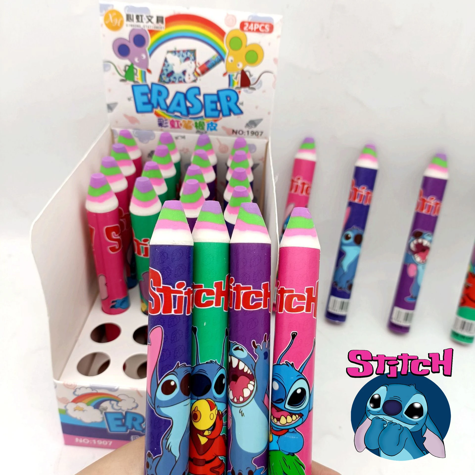 

4pcs Disney Kawaii Lilo and Stitch Eraser Cartoon Figure Writing Drawing Press Pencil Erasers Stationery Kids Christmas Gift