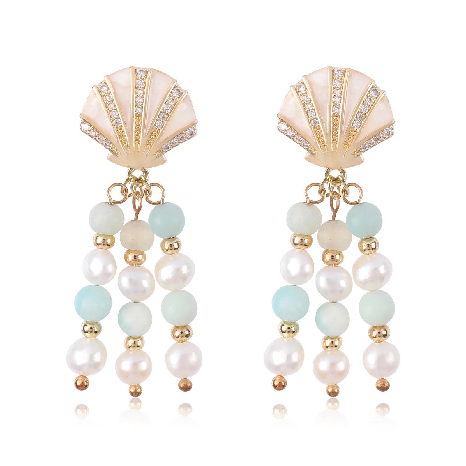 Chicgrowth Seashell Earrings for Women Fashion Jewellery for Ladies Girls Trendy Luxury Jewelry Boho Pearl Earrings for Women