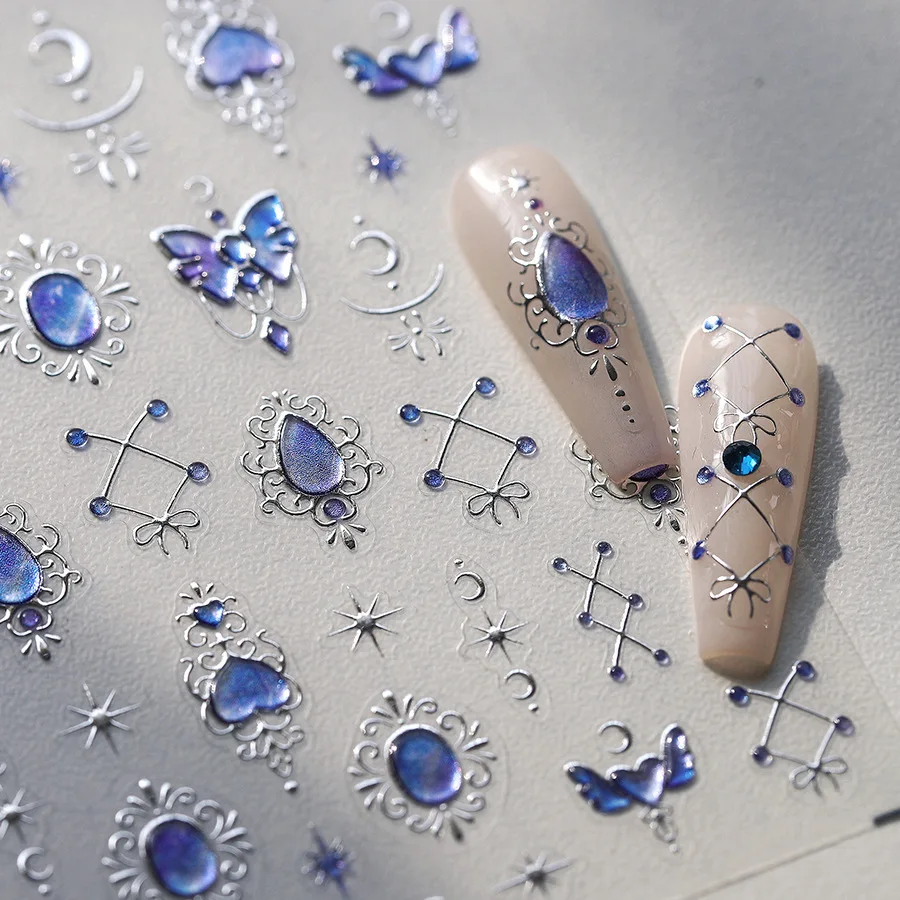 Relief Blue Dreamy Manicure Sticker Jelly Manicure Sticker
