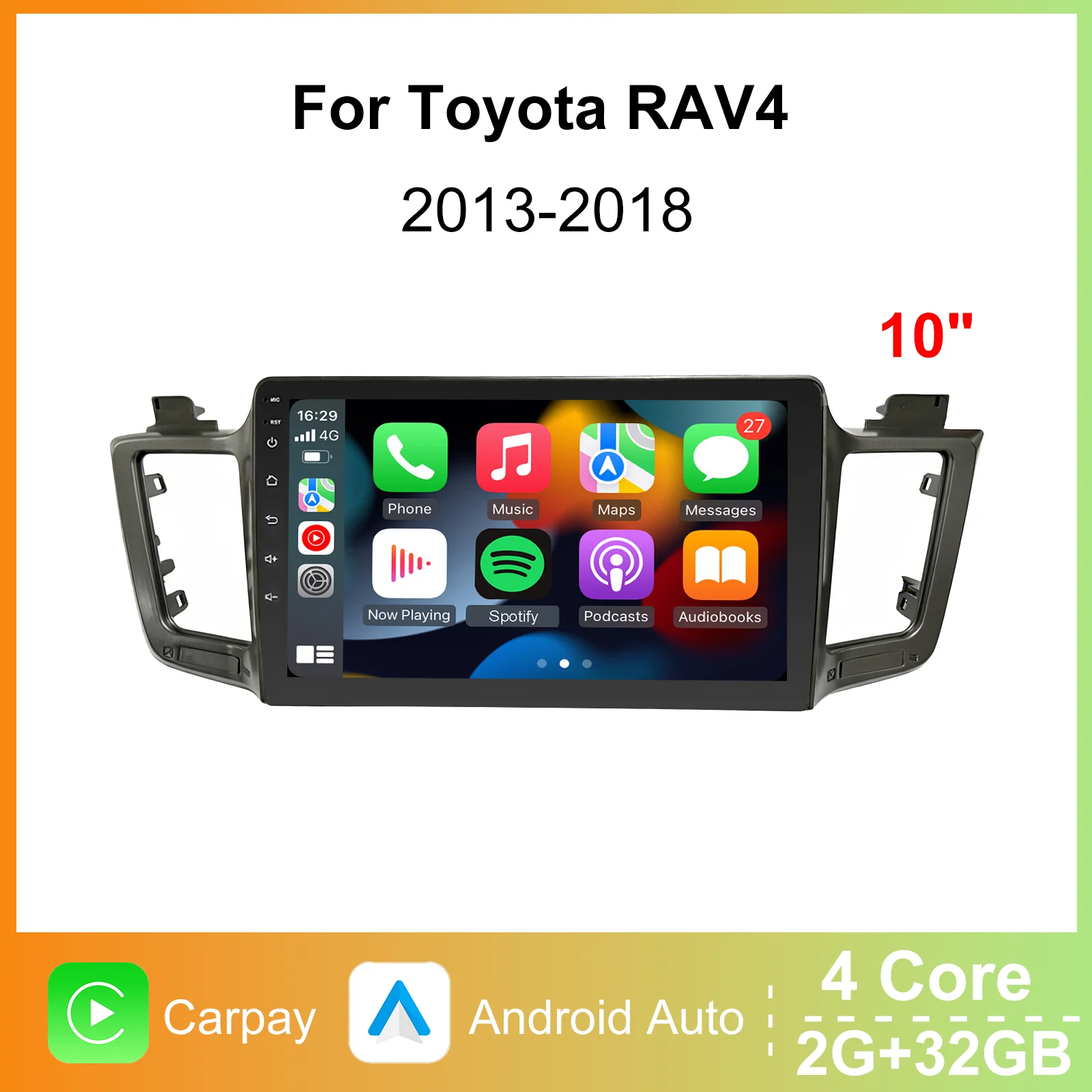 

Ezonetronics Carplay Android 10.1 Car Entertainment Radio for 2013-2018 Toyota RAV4,HD GPS Navigation Bluetooth USB Player,2+32G