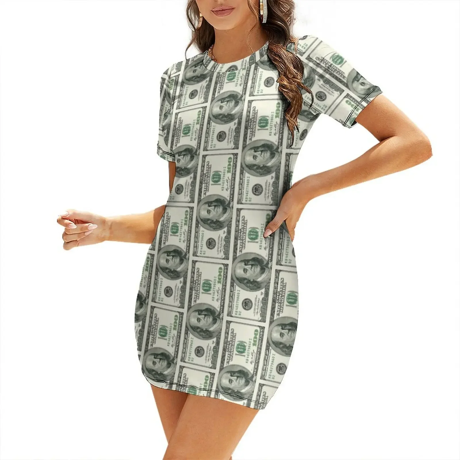 

100 Dollar Bill Short-Sleeved Dress Long dresses dresses summer long sleeve dresses elegant and pretty women's Dress