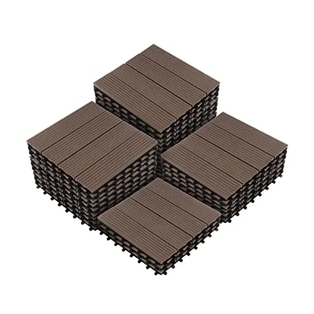 Interlocking Wood Composite Decking Tiles 30-Pack Weather-Resistant Outdoor Flooring Easy Installation Covers 29 Sq Ft Versatile