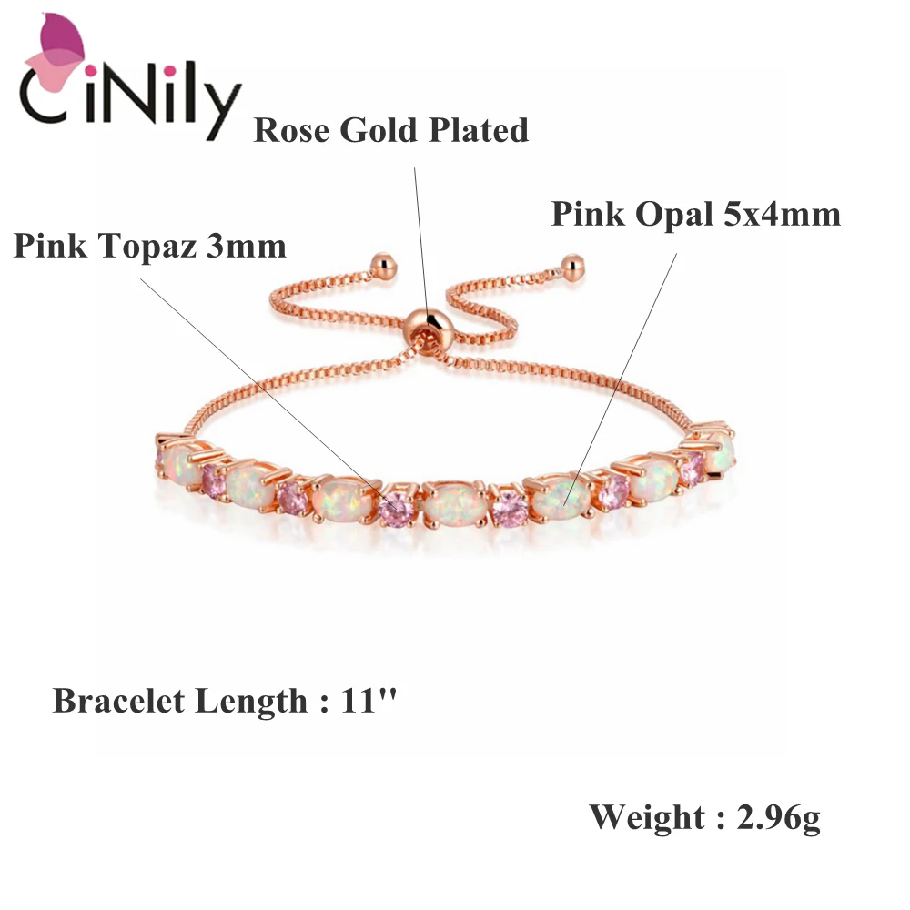 CiNily Fire Opal Sliding Fine Link Bracelets With Stone Silver Plated Yellow Rose Gold Color Adjustable Jewelry Gifts For Woman