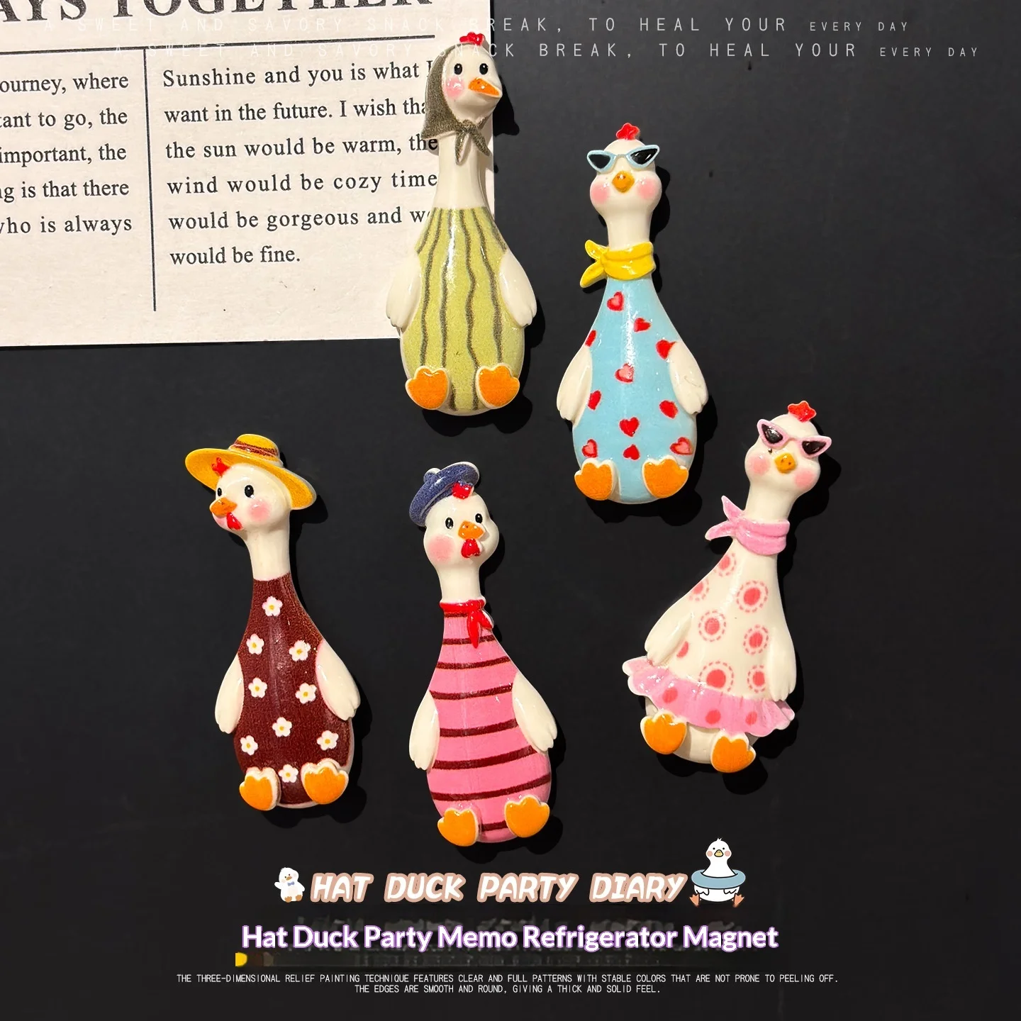 Cute Duck Fridge Magnet Cartoon Dress Up DIY Creative Fun Hat Duck Home Decoration Magnetic Sticker
