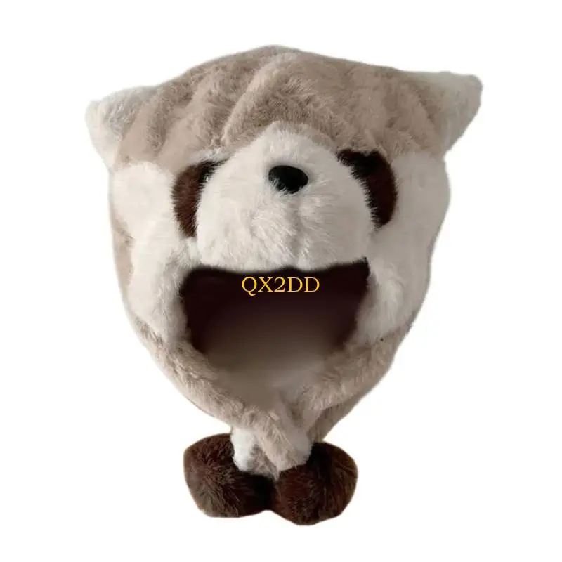 

QX2D Lovely Lesser Panda Hat for Outdoor Traveling Skiing Winter Ear Caps