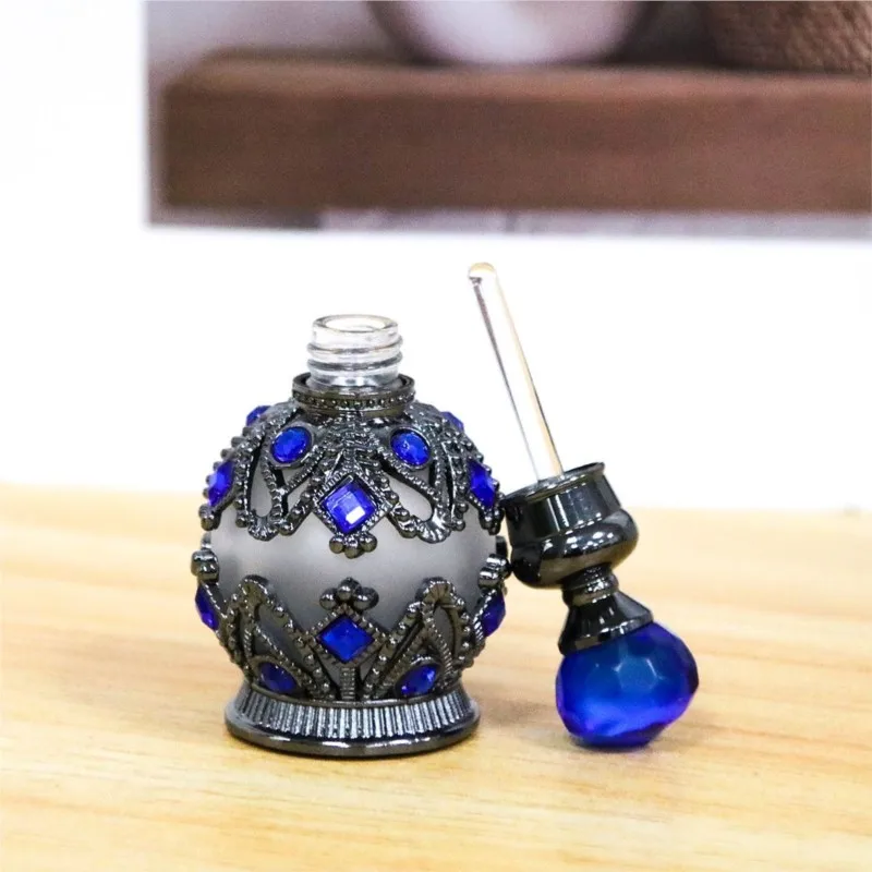 Vintage Metal Perfume Bottle Glass Drip Stick Empty Bottle Essential Oil Bottle Dot Coating Bottle Embroidery Color Bottle ZJ437