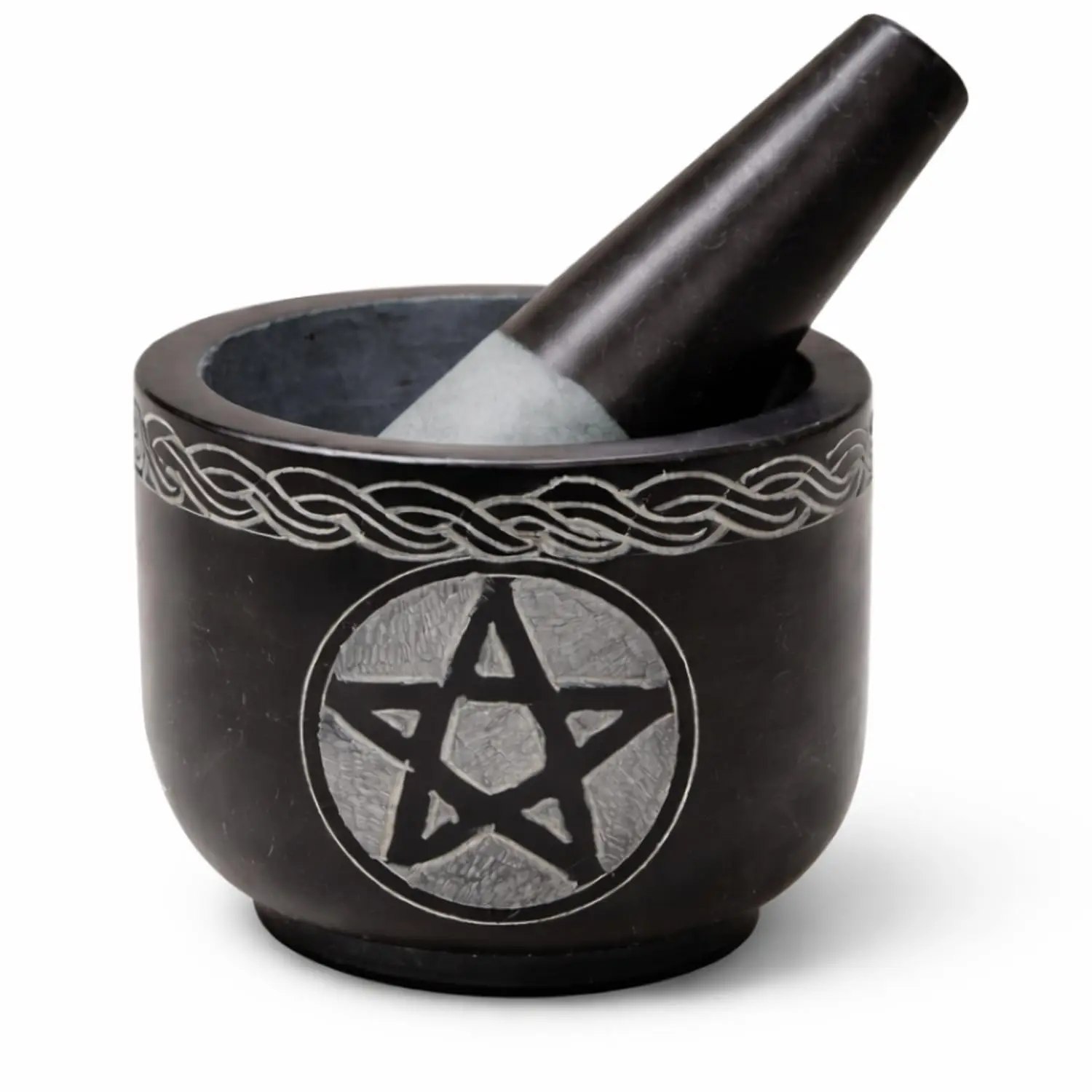

Mortar and Pestle Set, Solid Stone Grinder for Spices Herbs Garlic Guacamole with Handcrafted Black Finish