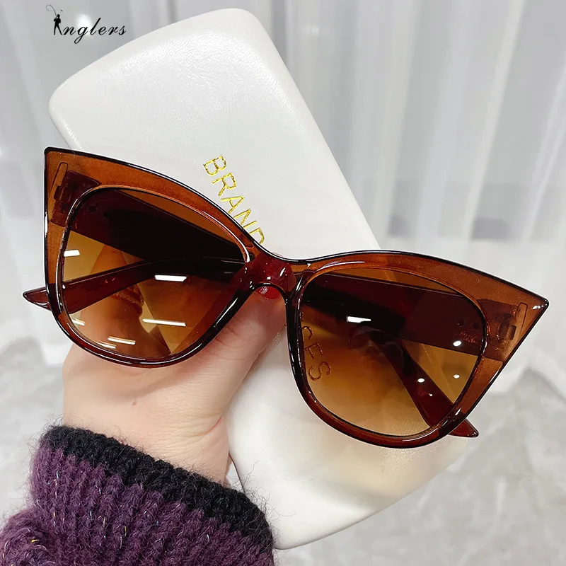 Oversized Cat Eye Sunglasses 2024 Fashion Women Shades Trending Men Gradient Sun Glasses Shades UV400 Glasses Goggles