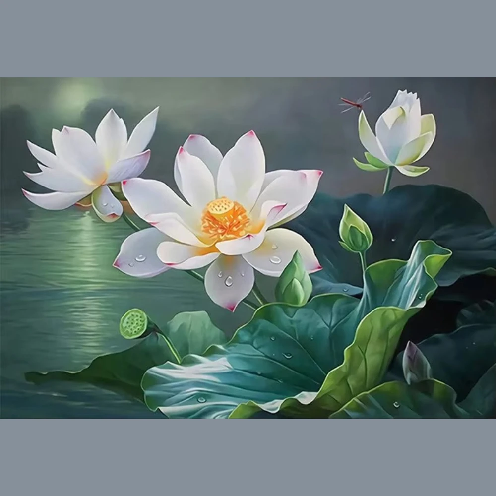 Puzzle fleur de lotus blanche, nature morte, 500/1000/1200/2000 pièces, jeux d'activités familiales pour chambre à coucher, décoration de la maison, cadeau sans cadre