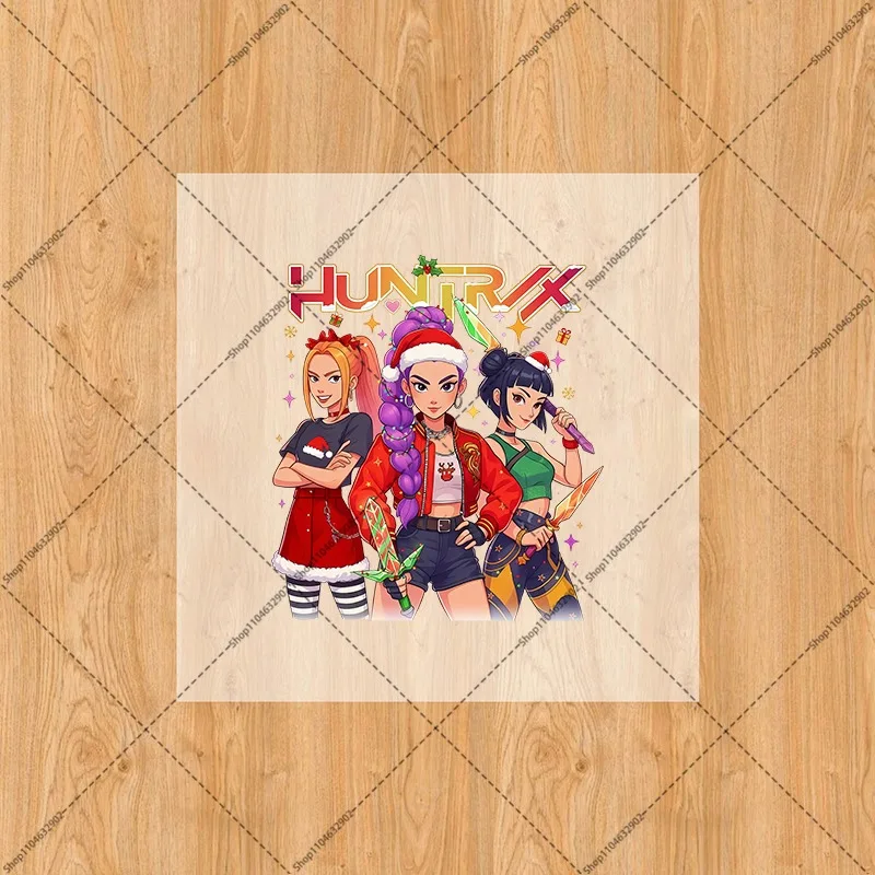 Kpop شيطان الصيادين عيد الميلاد الساخن ختم ملصقات النقل الحراري ملصق الكرتون أنيمي زينة عيد الميلاد الطرف الديكور هدية