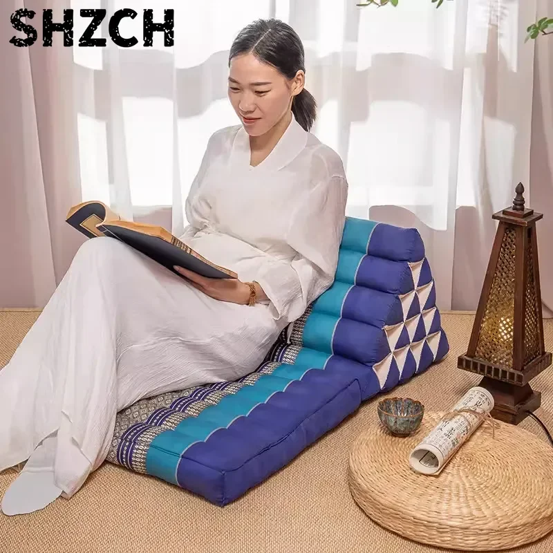 Triangular Headboard Pillow, Kapok Fabric Backrest Cushion, Breathable Lumbar Support for Sofa, Handmade Multi-Color Pillow