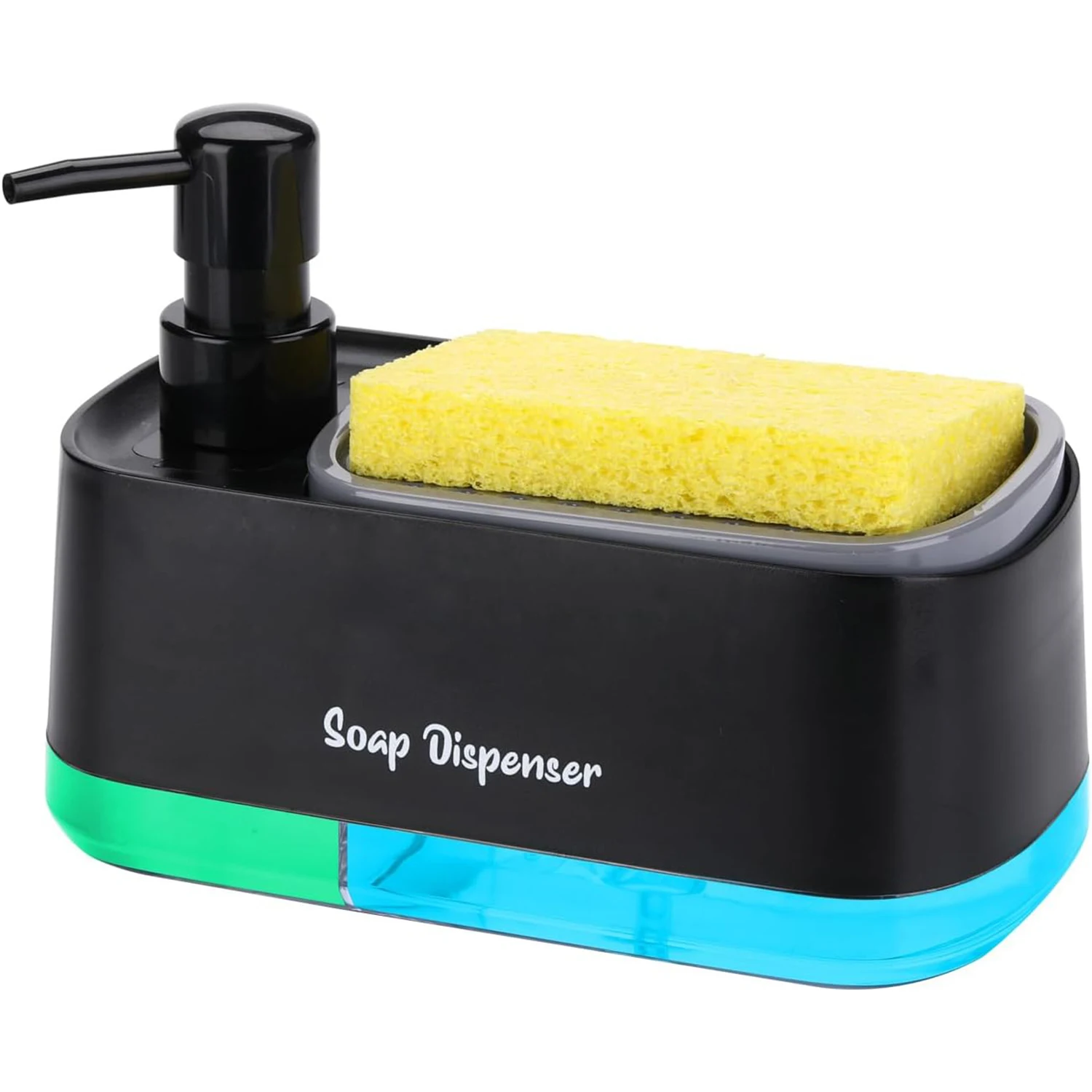

Hand and Dish Soap Dispenser Set Detergent Dispenser Sponge Holder 2-in-1 Countertop Soap Pump Dispenser for Kitchen Sink