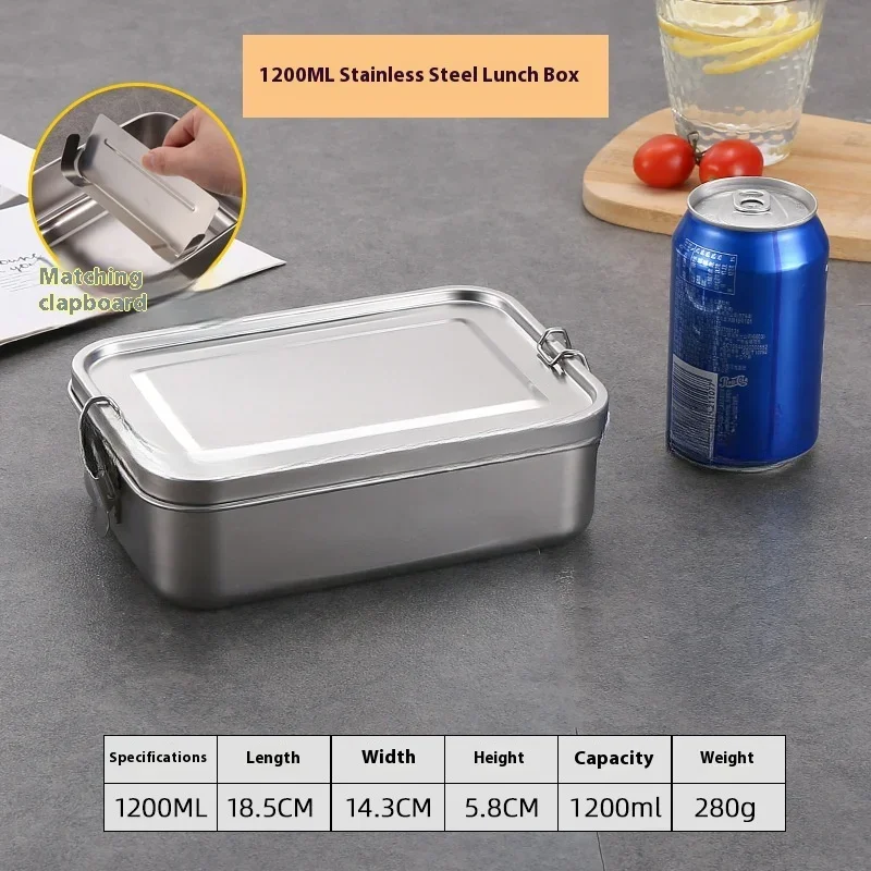 Roestvrijstalen Bento Box Metalen Lunchbox Voedselopslagcontainers met Afsluitbare Clips Lunch Snackdozen voor Werk, School