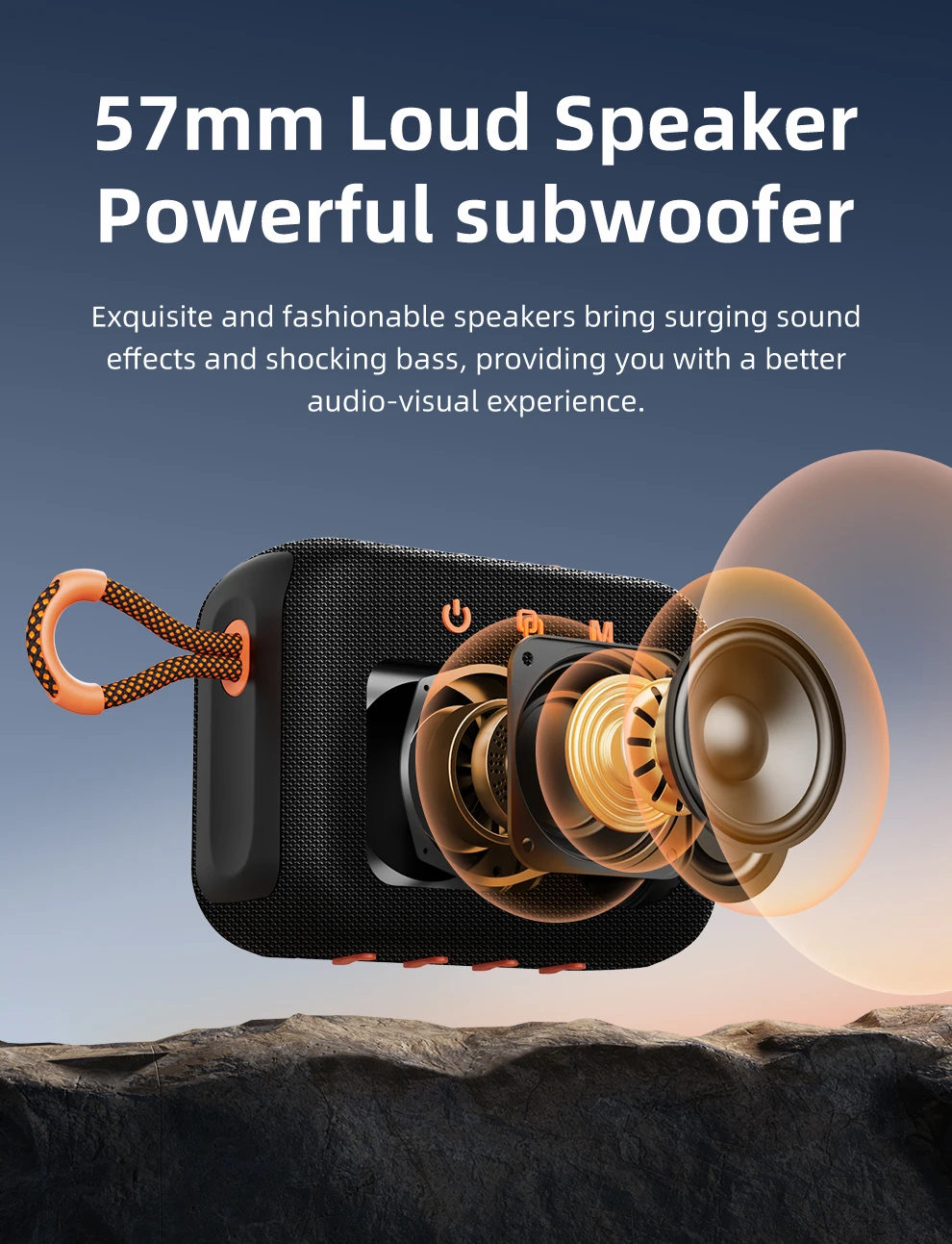 ZEALOT-S75 Tragbarer Outdoor-Lautsprecher, Dual-Treiber-Bluetooth-Lautsprecher, IPX6 wasserdicht, echte kabellose Stereoanlage für den Außenbereich – Detail 3