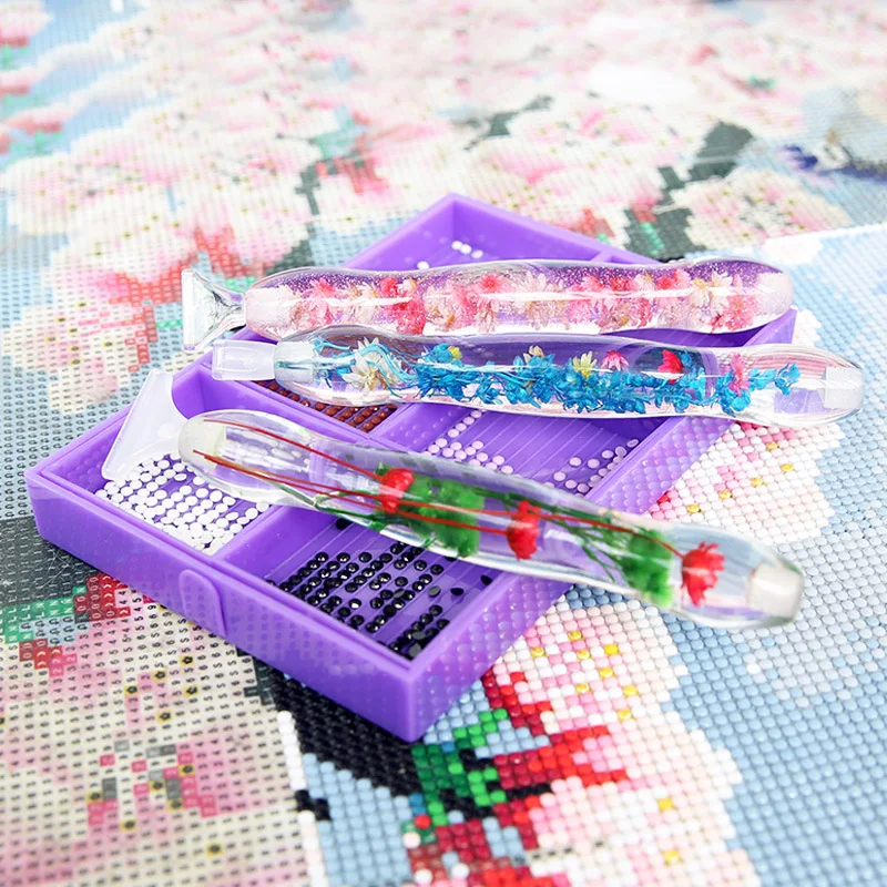 Crystal Flower Resin Point Drill Pen Double Head 5D Diamond Painting Pen DIY Crafts Cross Stitch Diamond Painting Akcesoria