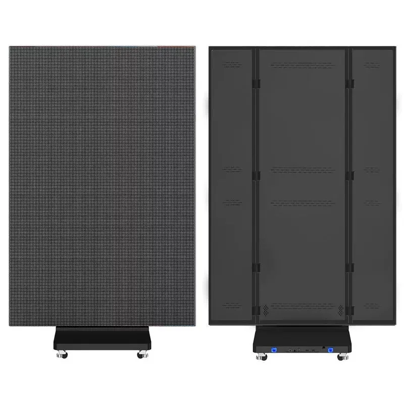 Ultra-Thin Foldable LED Advertising Panels GOB Coating IP65 Rated Indoor Digital Three-sided Folding Led Wall for Shopping Mall